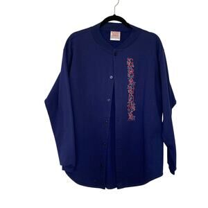 Vintage Grandma Sweatshirt Cardigan Relaxed Fit Button Up Fleece Granny S-M